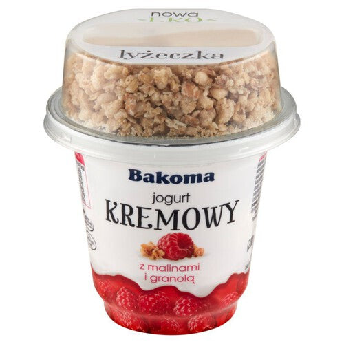 Jogurt kremowy z malinami i granolą Bakoma 230 g