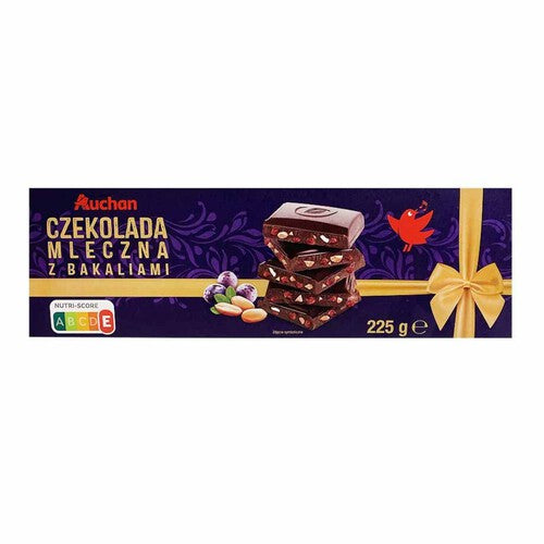 Czekolada mleczna z bakaliami Auchan 225 g