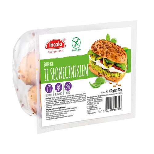 Bułki ze słonecznikiem bezglutenowe Incola 2 x 50 g