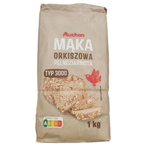 Mąka orkiszowa pełnoziarnista typ 3000 Auchan 1 kg