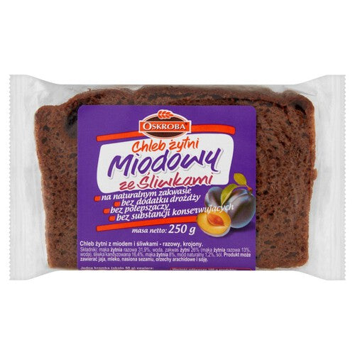 Chleb żytni z miodem i śliwkami Oskroba 250 g