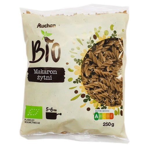Makaron ekologiczny żytni świderki Auchan 250 g