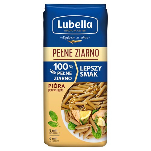 Makaron pełnoziarnisty pióra Lubella 400 g