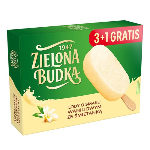 Lody o smaku waniliowym ze śmietanką Zielona Budka 4 x 90 ml
