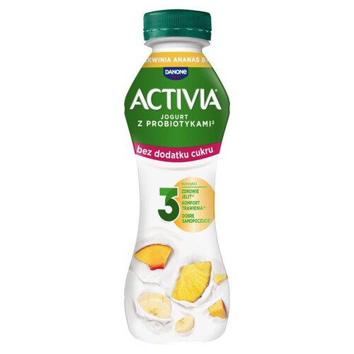 Jogurt pitny o smaku ananasa brzoskwini i banana Activia 270 g