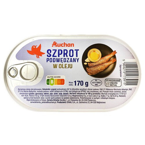 Szprot podwędzony w oleju Auchan 170 g