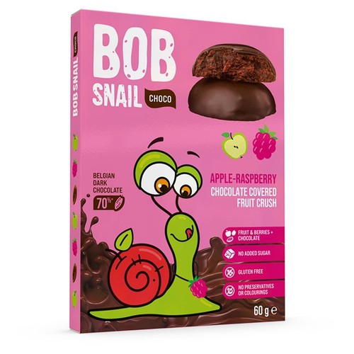 Cukierki jabłko i malina w ciemnej czekoladzie Bob Snail 60 g