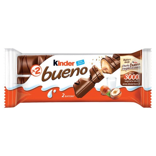 Bueno Wafel w mlecznej czekoladzie z mleczno-orzechowym nadzieniem Kinder 43 g