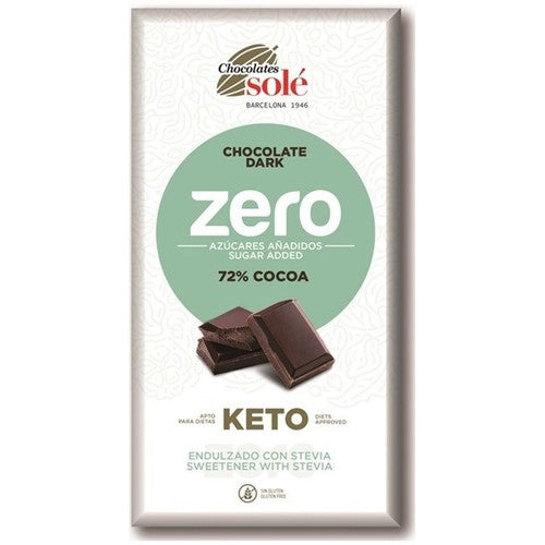 KETO Czekolada gorzka 72% kakao bez dodatku cukru Sole 100 g