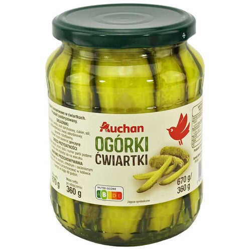 Ogórki ćwiartki Auchan 360 g