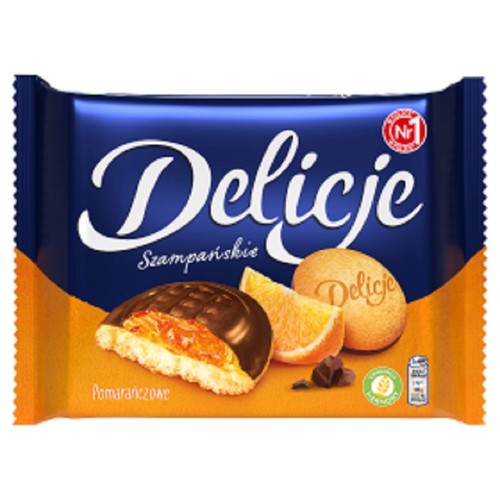 Biszkopty z galaretką pomarańczową oblane czekoladą Delicje 294 g