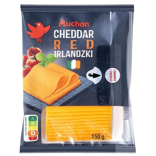 Ser Cheddar Red twardy w plastrach Auchan 150 g