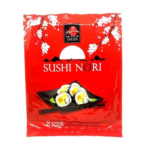 Liście alg morskich Sushi Nori Sakura 8 sztuk