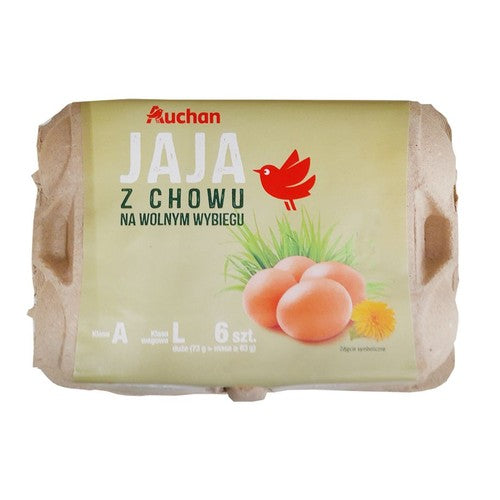 Jaja z wolnego wybiegu rozmiar L Auchan 6 sztuk