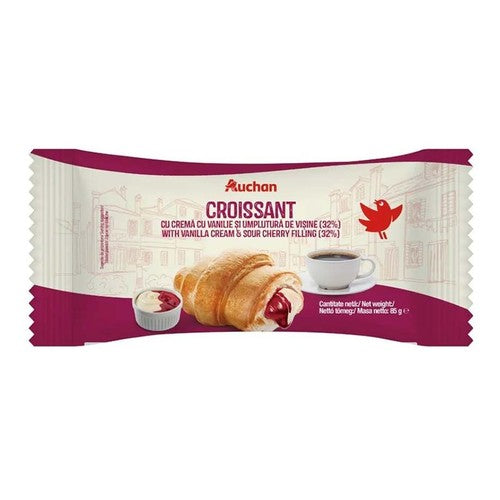 Croissant z nadzieniem o smaku waniliowym i wiśniowym Auchan 85 g