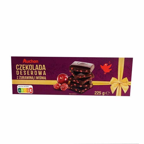 Czekolada deserowa z żurawiną i wiśnią Auchan 225 g