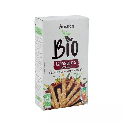 BIO Paluszki grissini z sezamem   Auchan 125 g