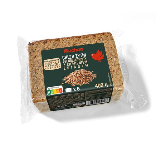 Chleb żytni pełnoziarnisty z siemieniem lnianym Piekarnia Auchan 400 g