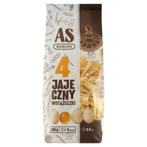 Makaron 4-jajeczny wstążeczki AS BABUNI 250 g