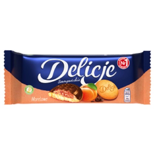 Biszkopty z galaretką morelową w czekoladzie Delicje 147 g
