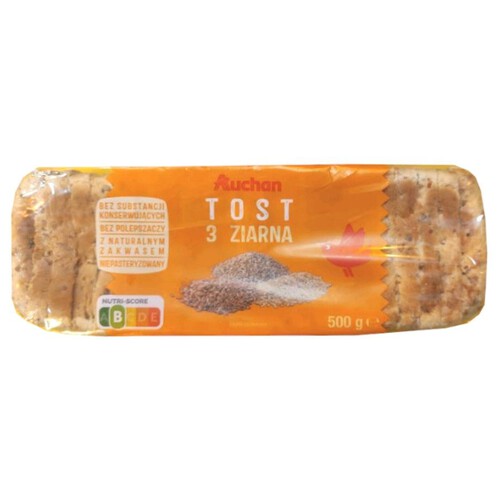 Chleb tostowy pszenny 3 ziarna Auchan 500 g