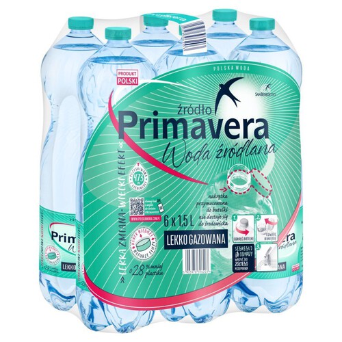 Woda źródlana lekko gazowana  Primavera 6 x 1,5 l