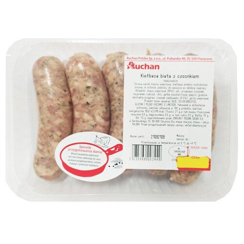 Kiełbasa biała z czosnkiem niedźwiedzim Auchan na wagę ok. 500 g