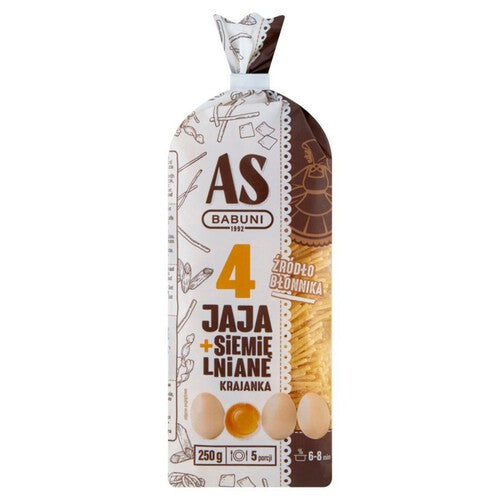 Makaron wałkowany 4 jajeczny krajanka As-Babuni 250 g